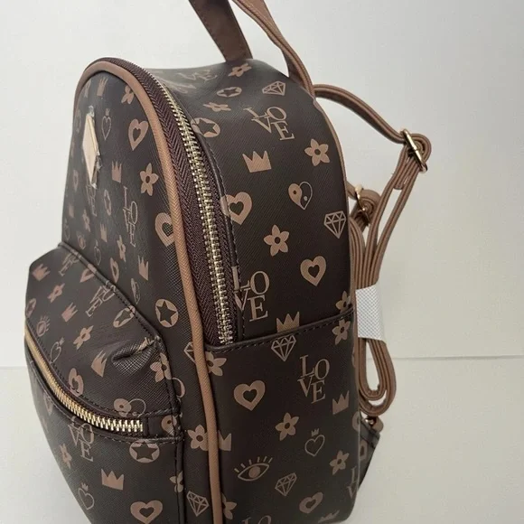 ‼️FINAL PRICE DROP‼️BNWT icon Brown Patterned mini Backpack - Picture 4 of 8